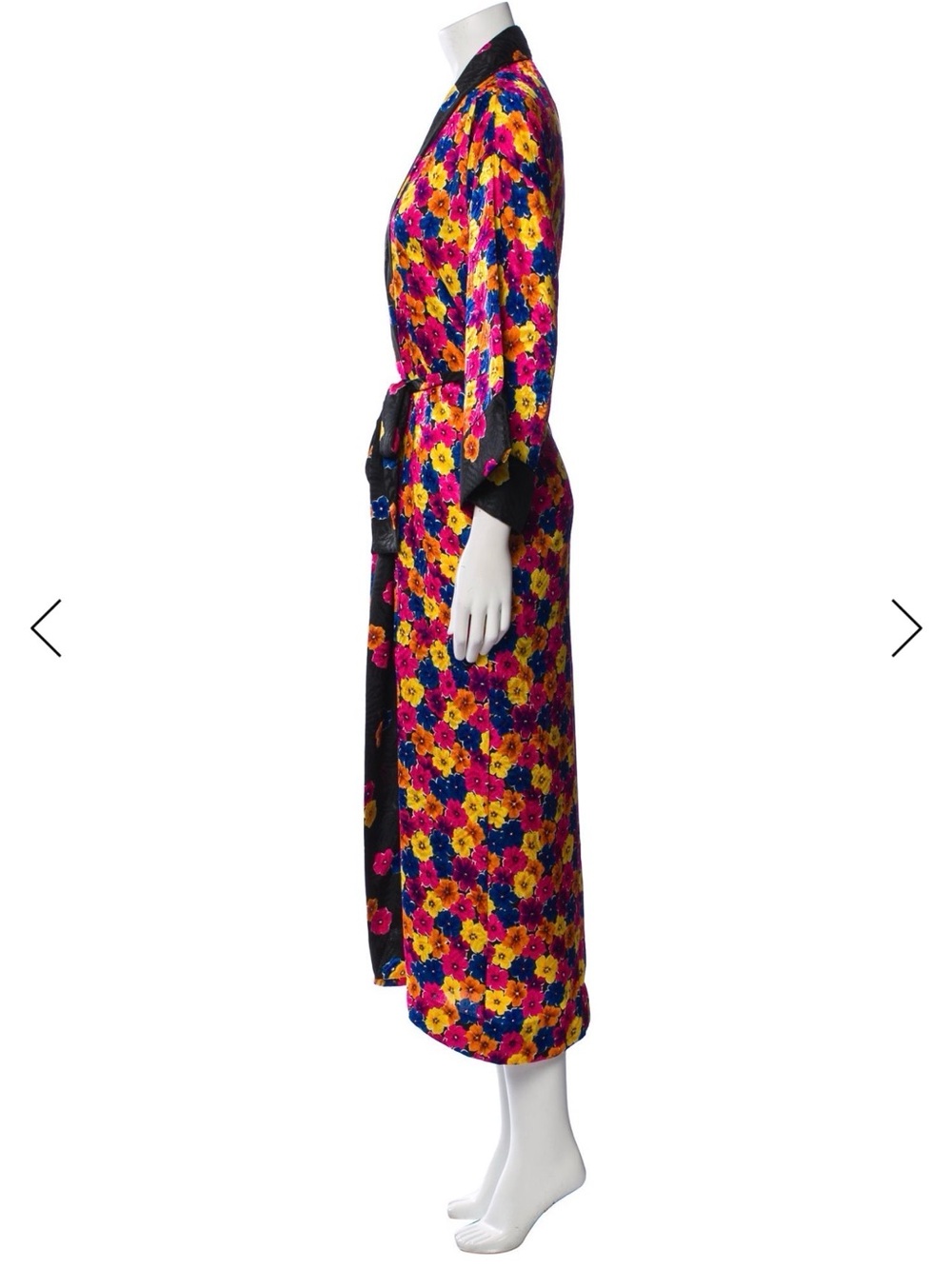 Rare Vintage Christian Dior Floral Satin Robe Lingerie 80s Petite Small - Picture 3 of 6